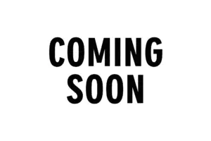 A black and white image of the words coming soon.